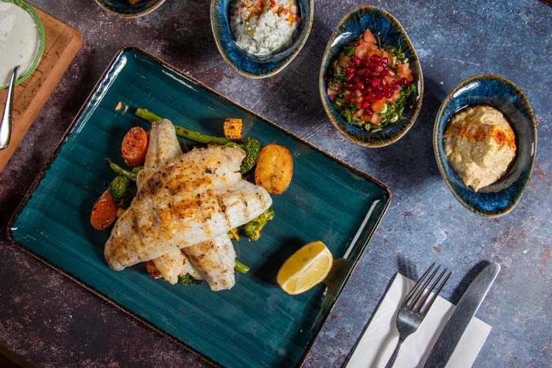 Sea bass with roasted vegetables